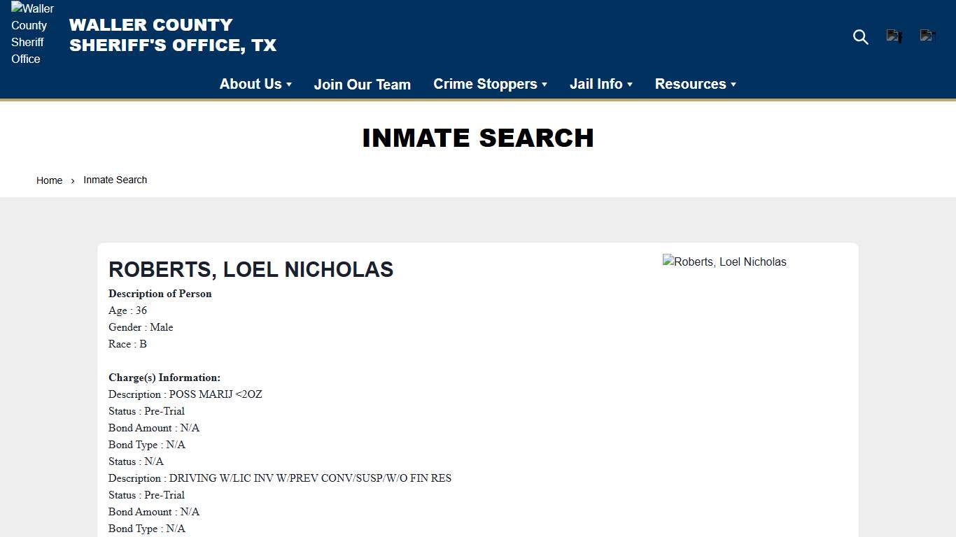 Inmate Search | Waller County Sheriff Office Website